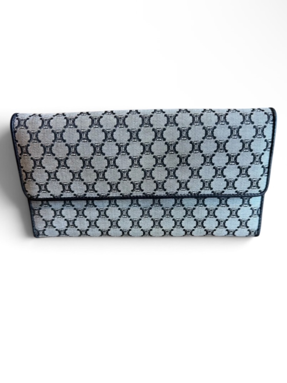 Celine Monogram Fold-Over long wallet in Light Gray and Black monogram